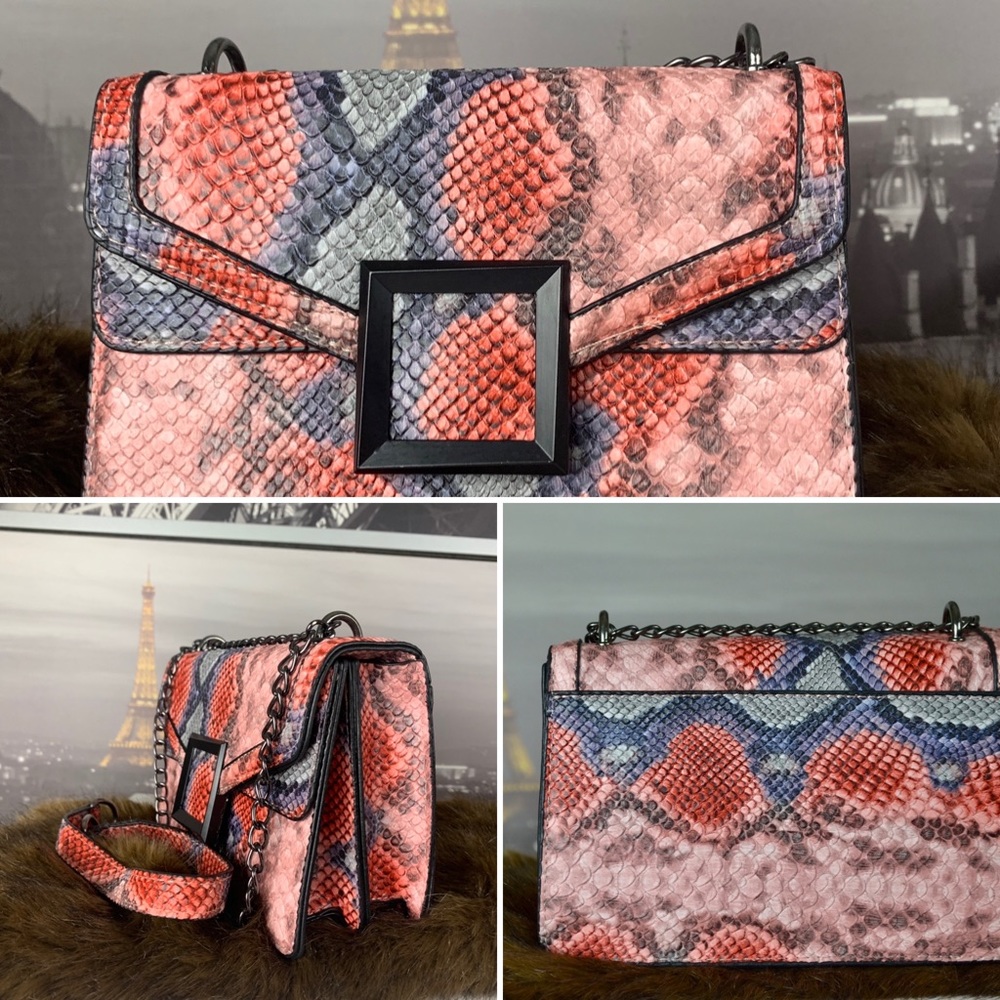 Snake skin color handbag